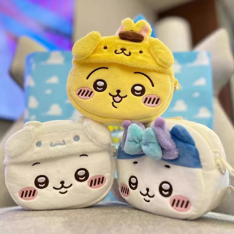 毛绒ccd相机包chiikawa可爱零钱收纳包挂件证件数据线 线整理袋化