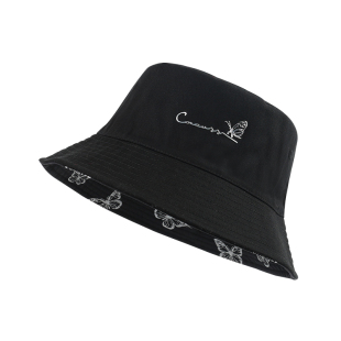 CACUSS帽子女渔夫帽春夏双面戴防晒帽盆帽大头围遮阳帽蝴蝶太阳帽