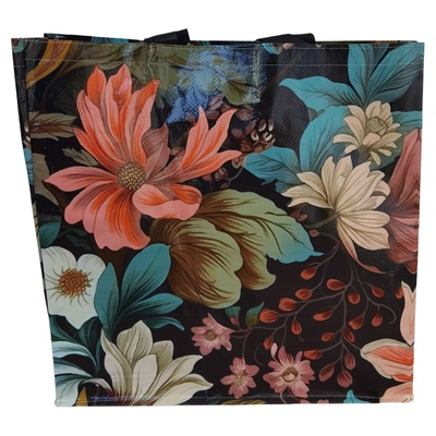 外贸原单大容量小清新花朵防水编织购物袋超市环保手提袋单肩包