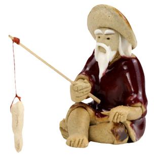 姜太公钓鱼老头渔翁小摆件吸水石假山摆件配件盆景小摆件鱼缸造景