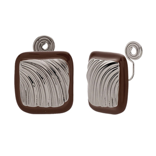 通勤高级感方形耳针金属波浪纹肌理耳钉无耳洞耳环女百搭气质耳夹