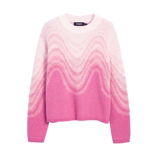 【保暖羊毛混纺】Desigual博主同款波纹提花渐变针织衫
