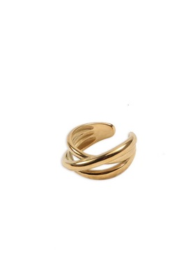 好事成双张嘉倪江喜同款戒指金色钛钢不掉色个性高级感指环指圈女