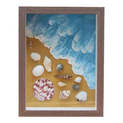 海螺贝壳肌理画成品纪念品纯手绘