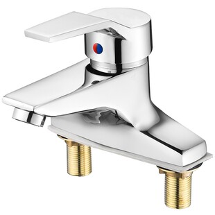 全铜面盆台盆冷热水龙头家用卫生间浴室洗手洗脸盆双孔双控水龙头