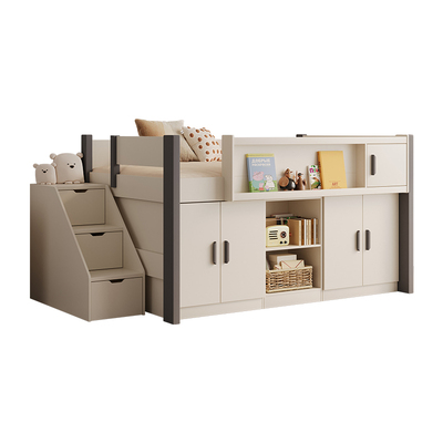 小户型半高床儿童高低男孩女孩卧室榻榻米上下床储物床单人床