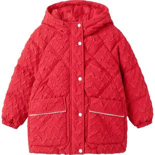 巴拉巴拉童装儿童小香风羽绒服女中童新年保暖红色拜年服上衣外套