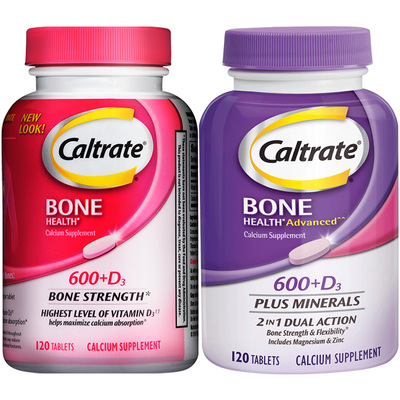 钙尔奇美国进口钙片青年粉钙120粒+中老年补钙维D紫钙120粒