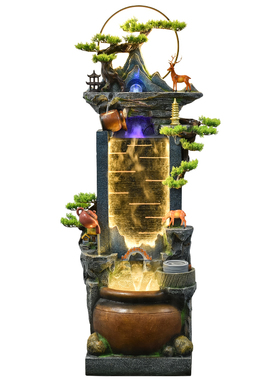 瓷温玉润风水轮招财喷泉鱼池