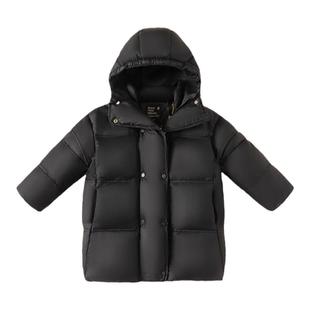 INSbobo女童羽绒服三防白鸭绒儿童羽绒服长款冬装黑金男宝羽绒服