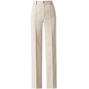 高腰直筒裤女2025秋季毛呢高腰通勤长裤针织羊毛料中缝阔腿裤坠感