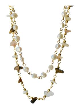 韩国mumucoco天然珊瑚贝壳墨镜链手链项链百搭不掉色52cm饰品