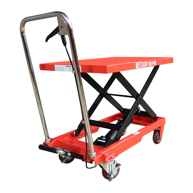 力拓手动剪叉式液压升降平台车电动固定装卸搬运车移动小推车叉车