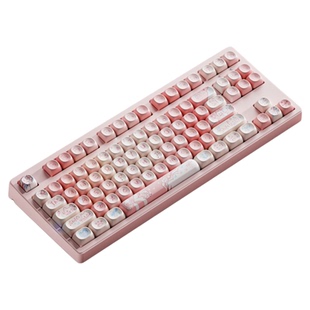 前行者MT87胭脂小猫机械键盘无线蓝牙鼠标套装女生办公可爱高颜值