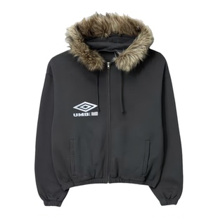 【现货】Slam Jam x Um面罩 座山雕 毛领做旧连帽卫衣开衫外套