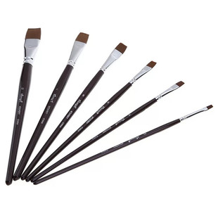 美甲大排笔彩绘立体3D大号6支装平头貂毛画花油画颜料丙烯专用笔