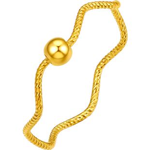 周六福黄金戒指女5G足金计价小金珠指环转运珠无极金情人节