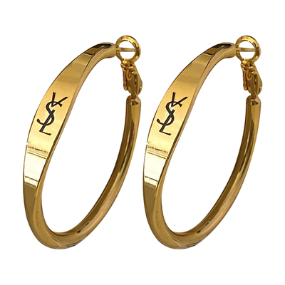 金色字母大圈圈耳环女士欧美复古气质高级感耳圈夸张大气设计耳饰