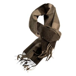 臻品纯山羊绒经典英伦风驼色格子围巾女冬季男士简约百搭保暖围脖