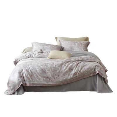 乐优家玉天丝棉绒床品四件套天丝莱赛尔长绒棉法式浪漫被套床单款