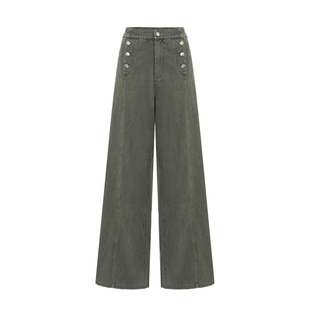 MWO  AW25城市通勤系列  水洗做旧仿牛仔全棉阔腿裤牛仔裤  女款