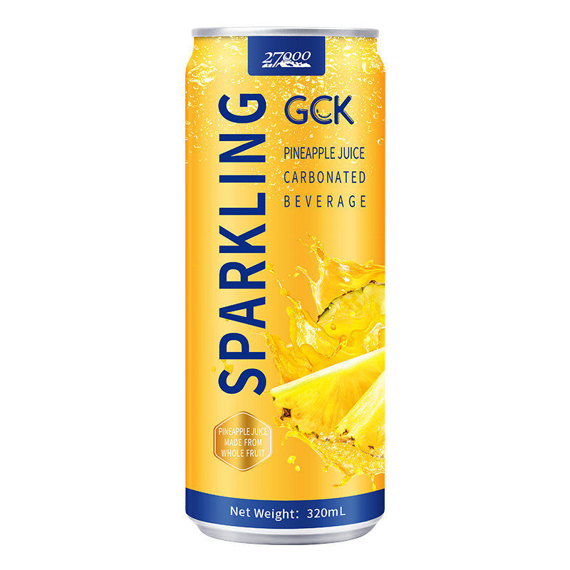 GCK进口菠萝荔枝柠檬芭乐柚子气泡果汁汽水饮料0脂饮品320ml*12罐
