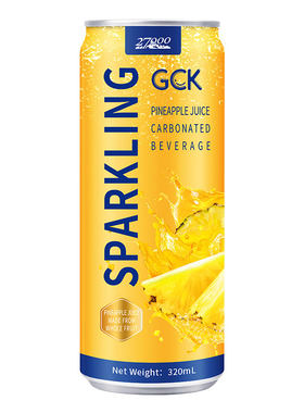 GCK进口菠萝荔枝柠檬芭乐柚子气泡果汁汽水饮料0脂饮品320ml*12罐