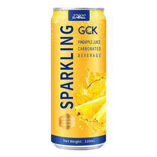 GCK进口菠萝荔枝柠檬芭乐柚子气泡果汁汽水饮料0脂饮品320ml*12罐