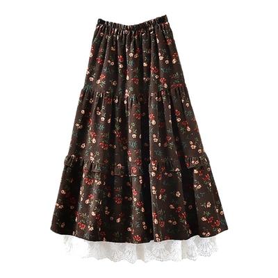 灯芯绒半身裙大摆中长款复古A型