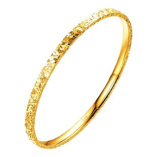 正品爆闪碎冰冰手镯女金包银素圈镯子黄金店同款实心不掉色送女友