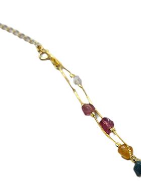 五颗七彩碧玺手链银饰甜美