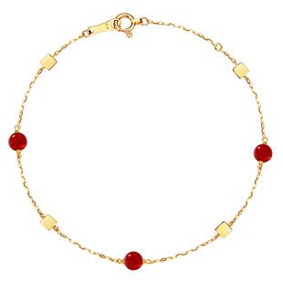 CIRCLE珠宝纸吹雪18K金红玉髓手链红玛瑙马年本命年礼物手链手串