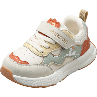 牧童敦煌博物馆联名童鞋春秋皮面软底儿童运动鞋男女童轻便跑步鞋