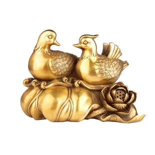 鸳鸯摆件一对新婚礼物送新人结婚礼品卧室客厅装饰品黄铜喜事连连