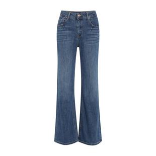 COLIN WANG-‘迎风的气场'土耳其弹力微喇超模腿高腰牛仔裤张若愚