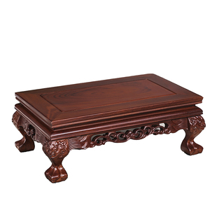 红木雕刻工艺品摆件底座实木长正方形花瓶石头花盆景佛像茶壶托架