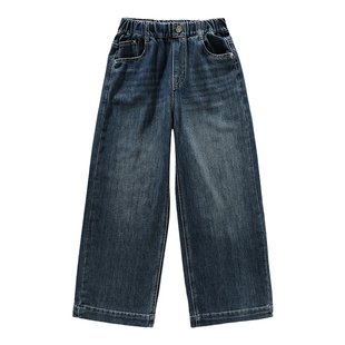 女童裤子春装2026新款中大童洋气直筒阔腿春秋牛仔裤宽松长裤韩国