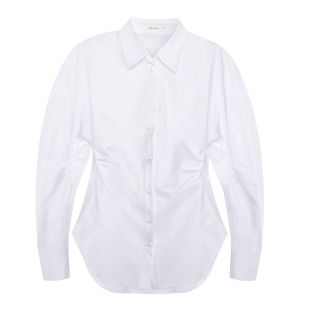 NEVA HU 白色收腰显瘦长袖衬衫上衣女秋季新款设计感小众修身衬衣