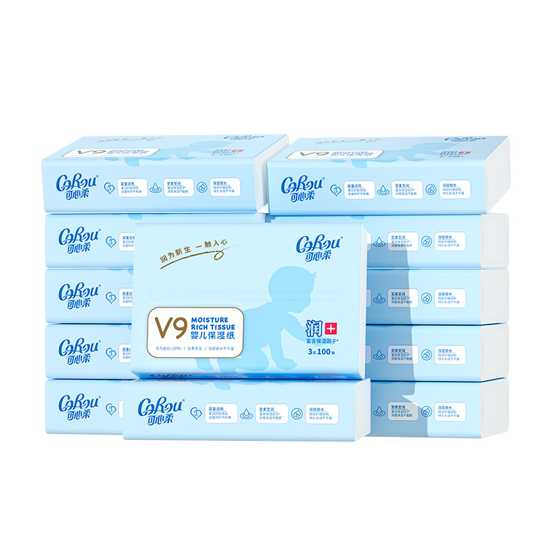 可心柔婴儿保湿柔纸巾干湿两用抽纸新生儿专用100抽24包