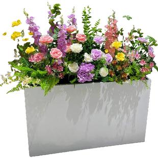 wo+仿真绣球玫瑰成品混搭花箱花槽搭配阳台售楼处餐厅隔断装饰花