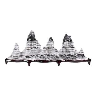 新中式太湖灵璧云雾石搁笔架山子山形型鱼缸假山石头办公室内摆件