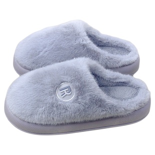 思之语棉拖鞋女生男生情侣家居防滑简约纯色毛绒月子保暖厚底