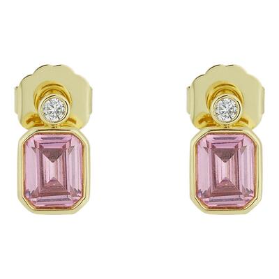 【秒杀】CZ by Kenneth Jay Lane女士方晶锆石镀金耳环