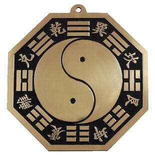纯黄铜八卦镜凸铜镜家用镜子大门九宫八卦镜凹镜阴阳太极中式挂件