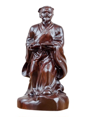 黑檀实木雕刻鲁班祖师爷站像