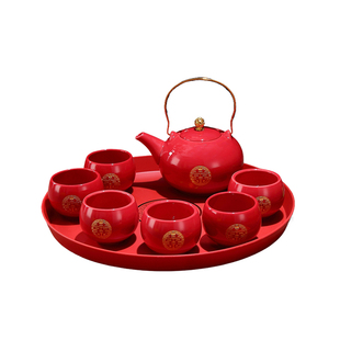 中式订婚双喜新娘改口敬茶杯茶壶托盘结婚庆功夫茶具套装礼品礼物