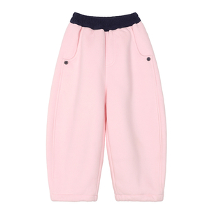 小O宝童装 宝宝加绒加厚弯刀裤女懒惰2025冬装新款女童一体绒卫裤