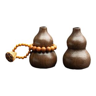 车载香薰胡桃木汽车摆件香水扩香器精油出风口木质葫芦扩香木礼物