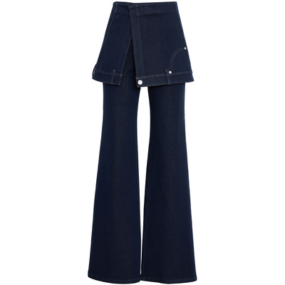 夏莫卡真两件裙帘喇叭牛仔裤