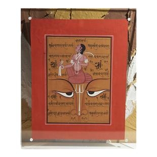 India miniature 印度手绘古经文细密画双面透明亚克力装裱